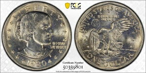 1980年 P スーザン・B・アンソニー SBA $ PCGS MS 66! フィラデルフィア MS-66 *ゴールドシールド* ??