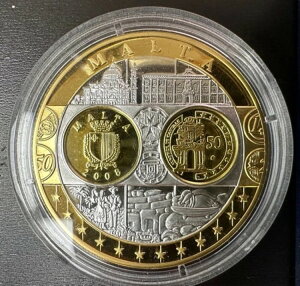 素晴らしい銀メダル 999/1000 と純金 - マルタ - ヨーロッパ 2002