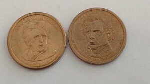 フランクリン・ピアース&アンドリュー・ジャクソンの黄金ドル1ドル金貨2枚