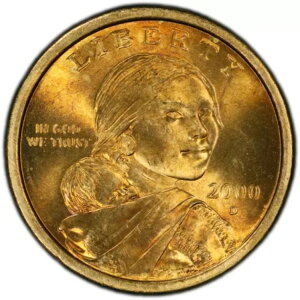 2000-D SAC$1 PCGS�S�[���h�V�[���h�O���[�hMS66�A�����F�̐F����
