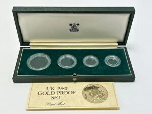 1980年 ロイヤルミント 4枚セット ゴールド プルーフボックス、カプセル、COA UK *コインは付属しません*