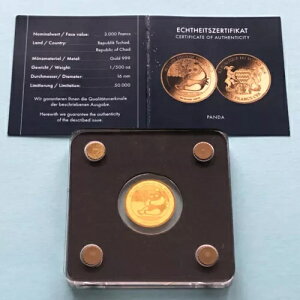 S9-AU-21)) チャド共和国 3000フラン 2019年 パンダ 1/500オンス 999 金貨