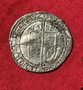 1580年エリザベス女王の槌目銀貨6ペンス