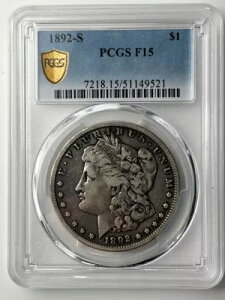 1892�N S �����K����� PCGS F15 �^�t�f�C�g/�S�[���h�V�[���h (PCGS Pop 286)