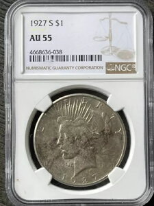 1927-S 1 �h�� �s�[�X �V���o�[ �_���[ NGC AU55 ���ǂ����t!