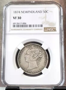 1874�N �j���[�t�@���h�����h �V���o�[ 50�Z���g ���B�N�g���A���� NGC VF 30 �� �f���炵��