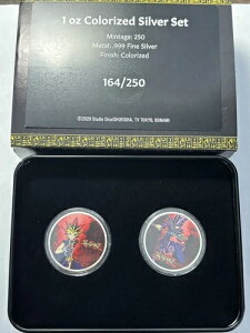 2022 ニウエ 遊戯王 シルバー カラーライズ 1オンス 2枚セット 闇遊戯/ブラックマジシャン OGP付き