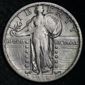 1918-D スタンディングリバティシルバークォーター CHOICE XF 送料無料 E345 WCCX