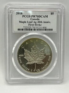 2018�N 5�h�� �V���o�[ �J�i�_ ���[�v�� ���~�e�b�h 30th ���b�h �v���[�t FS BLUNT PCGS PR70 DCAM