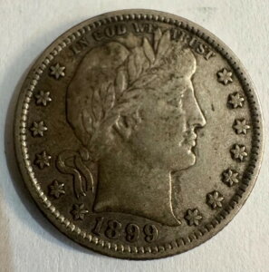 1899 P BARBER SILVER QUARTER *�f���炵���ڍׁA��������!