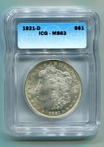 1921-D ���[�K�� �V���o�[�h�� ICG MS63 �I���W�i���R�C�� �{�u�Y�R�C�� �v������