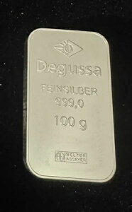 DEGUSSA 100グラム シルバーバー Feinsilber .999 ????希少なドイツ産シルバー????
