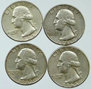アメリカ合衆国大統領ワシントン記念銀貨 25セント硬貨 4枚セット i116241