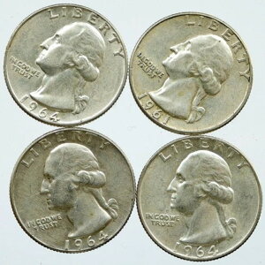 アメリカ合衆国大統領ワシントン記念銀貨 25セント硬貨 4枚セット i116149