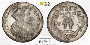 1692 IM AGA 20 グラーナ(タリ)イタリア ナポリ シルバー KM#117 PCGS XF 詳細#45479414
