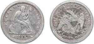アメリカ合衆国 1853年 1/4ドル銀貨 900 VF