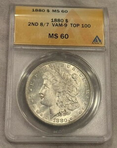 1880 P 8/7 �� VAM 9 �g�b�v100 �����K�� �V���o�[ �_���[ ANACS MS60 �Z�~PL �\�� BU