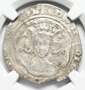 エドワード3世(1327-1377年)、イングランド 4ペンス・グロート S-1565 銀貨 1351-52 NGC VF