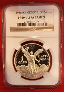 1986�N ���L�V�R LIBERTAD ONZA .999��݁`PF69 ULTRA CAMEO