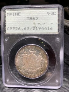 1920年 PCGS MS63 メイン州昇格記念銀貨ハーフドル 50セント ラトラーケース