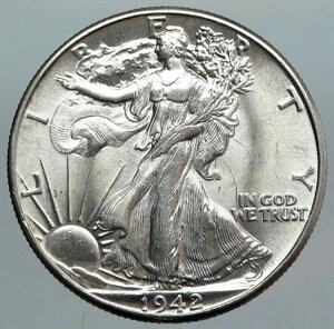 1942年アメリカ合衆国銀貨 ウォーキング・リバティ ハーフドル硬貨 白頭鷲 i90520