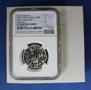 2021年 シルバー ピエフォート プルーフ 50ペンス「Team GB - 東京」NGCグレード PF70 COA付き