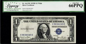 1�h�� 1935-D �V���o�[�ؖ��� Fr.1613W WIDE X-E BP# 4723 �ō��� LCGS Gem 66 PPQ