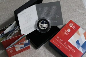 ?? ???? 英国 GB 2016 シルバー プルーフ 50 ペンス Team GB Believe SWIMMING ボックス COA 希少 B78