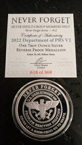 �V���o�[�V�[���h 1�I���X Never Forget 2022 Department of PRS V2 �v���[�t COA �t��