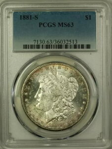 1881-S ���[�K�� �V���o�[ �_���[ 1�h�� �R�C�� PCGS MS-63 ���C�g�g�[�� (14a)