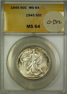 1945�N�E�H�[�L���O�E���o�e�B�E�V���o�[�E�n�[�t�h��50�Z���g�R�C�� ANACS MS-64 ���C�g�g�[�� GBR