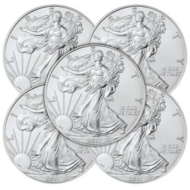 5枚セット - 2021年タイプ1アメリカンシルバーイーグル1オンスBU 1ドル