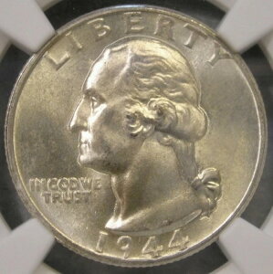 1944年 D ワシントン シルバー クォーター 魅力的な光沢 チョイス PQ+ 希少 *NGC MS 67*