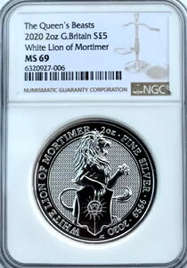 2020�N �N�C�[���Y�r�[�X�g �V���o�[ �z���C�g���C�I�� �I�u ���[�e�B�}�[ 2�I���X ?5 NGC MS69 �C�M���X