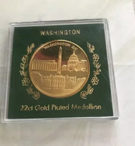 ワシントン DC プルーフ 22CT 金メッキ 記念メダル/コインケース入り