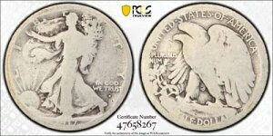 1917�N S 50C �\�ʃE�H�[�L���O�E���o�e�B�E�n�[�t�h�� PCGS �S�[���h AG03. -SL0099