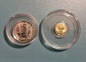 エジプト .9999 1/200 金貨 & 1/10 .999 2020 ブリタニア銀貨ラウンドカプセル
