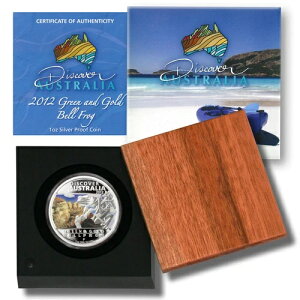 オーストラリア グリーン&ゴールド ベルフロッグ $1 2012 1オンス プルーフ銀貨 箱付き