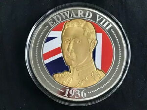 1936年 エドワード8世 70mm 大型銀メッキ、カラー&ゴールドスポットプルーフメダル