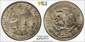 1965-Mo ���L�V�R Cincuenta Centavo 50C PCGS MS66 �S�[���h�V�[���h & �g�D���[�r���[!