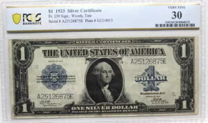 1923N 1h ݏؖ Fr#239 PCGS 30 ɗǍDȊ󏭖؍ e[gR{