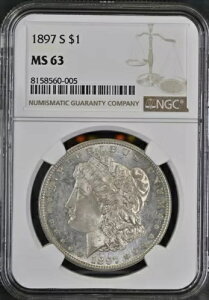 1897年 S モーガン銀貨 $1 NGC MS63 BX9-24