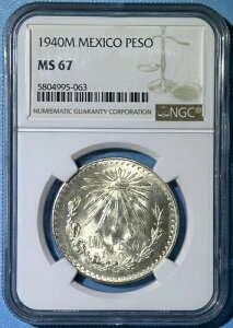 ���L�V�R 1940�N M �V���o�[ 1 1/2 �y�\ �����`���C�X BU �R�C�� NGC MS 67 KM# 455