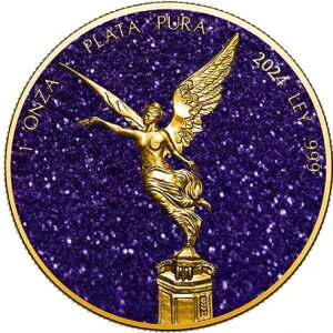 2024年 メキシコ リベルタッド プレシャス ジェムストーン アメジストエディション 1オンス .999 シルバーコイン