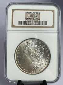 1885-O モルガン銀貨 NGC MS64 美しい光沢の古い石鹸箱ホルダー！#006