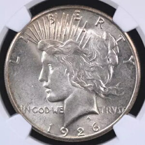1926年 ピースドル NGC MS 61 ソフトホワイトサテングロー 美しい光沢 美しい打痕と