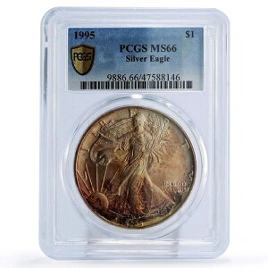 アメリカ 1ドル シルバーイーグル ウォーキングリバティ MS66 PCGS 銀貨 1995年