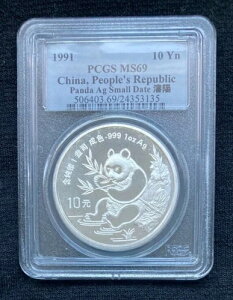 1991N  p_ 10 PCGS MS 69 1IX AG .999 X[fCg