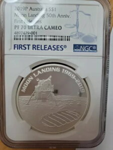 NGC PF70 �I�[�X�g�����A 2019 �A�|�����ʒ���50���N�L�O ��� 1�I���X COA