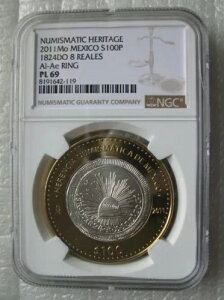 ���L�V�R 100 �y�\ 2011 �V���o�[ �R�C�� Numismatic Heritage 1824DO 8 Reales NGC PL69